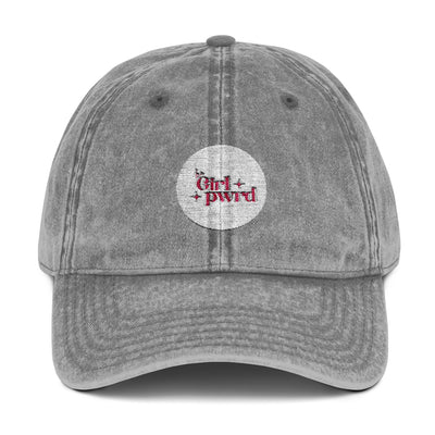 Vintage Girl Power Cap - Embroidered Gray Hat for Trendy Women
