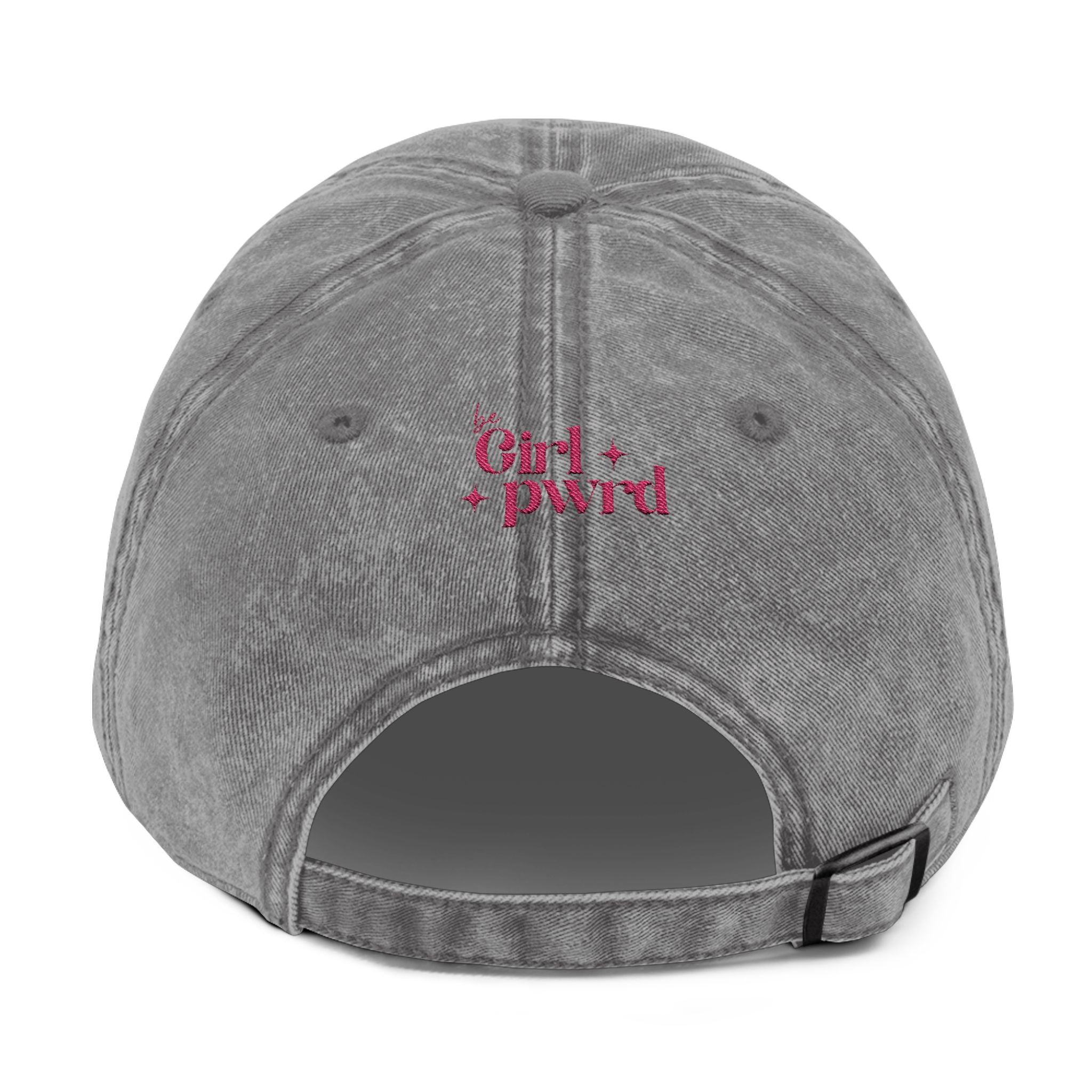 Vintage Girl Power Cap - Embroidered Gray Hat for Trendy Women