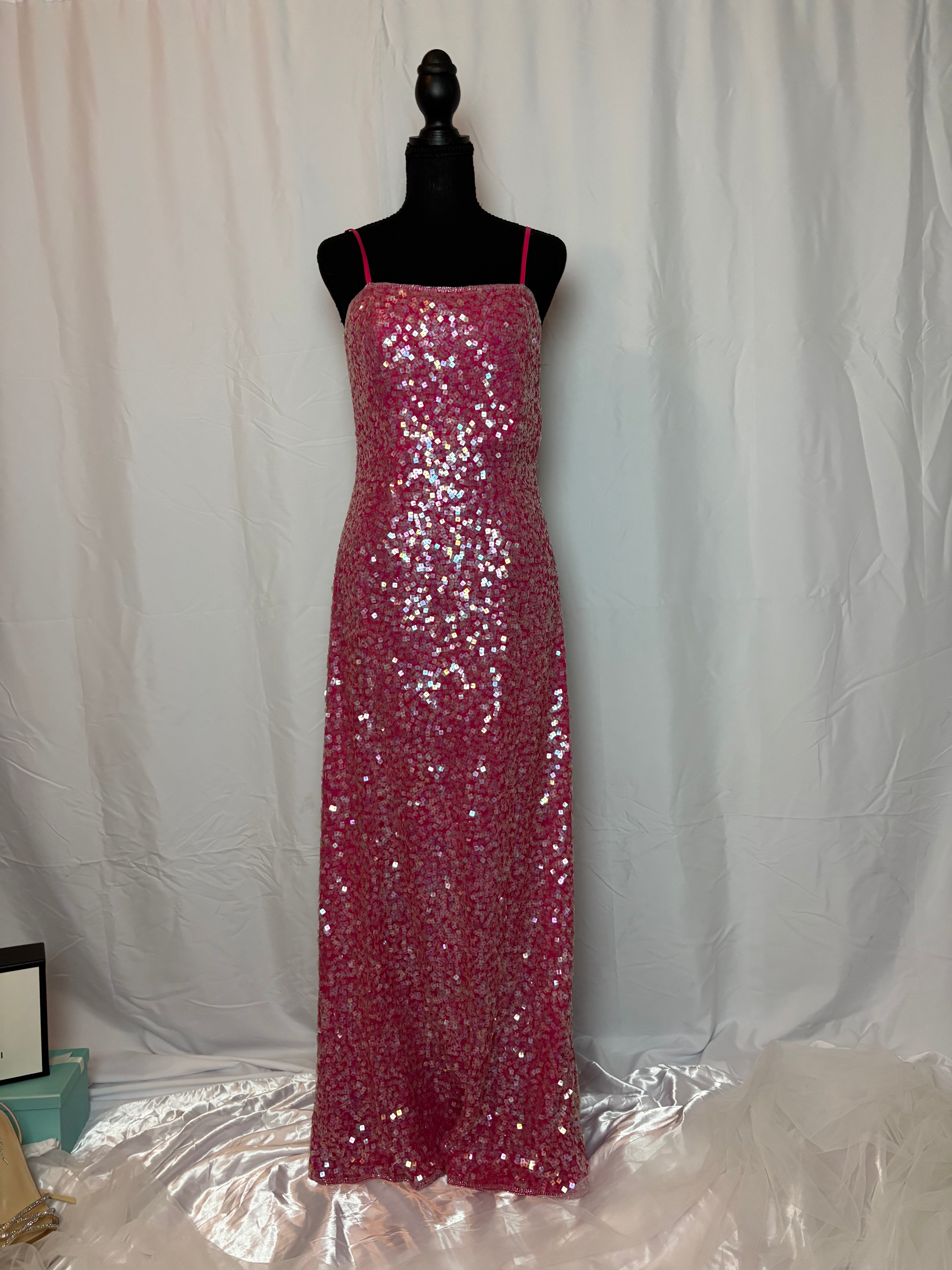 Pink Sequins Straightline Gown - Size 6