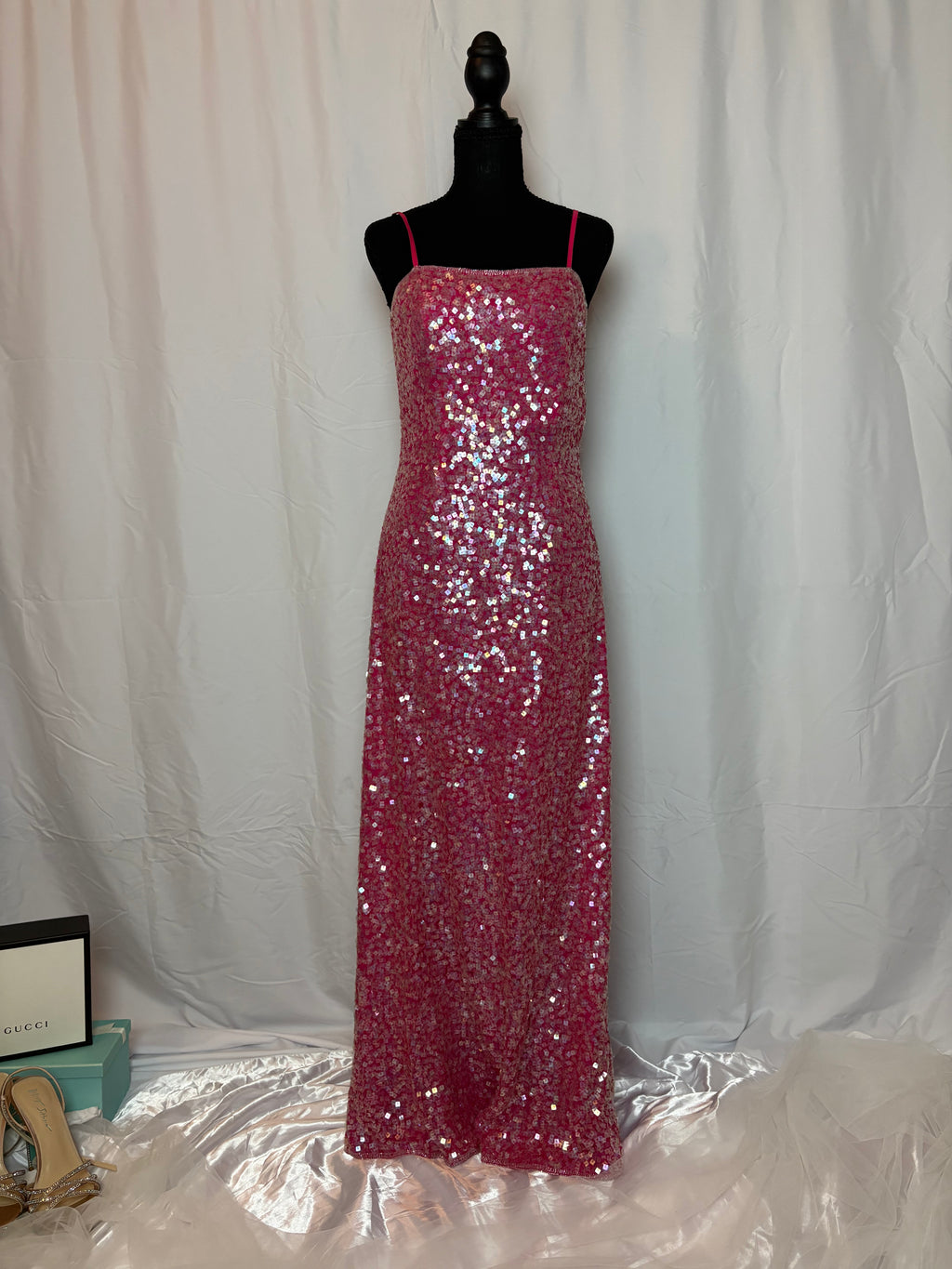 Pink Sequins Straightline Gown - Size 6