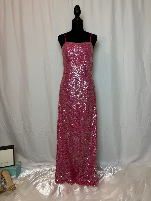 Pink Sequins Straightline Gown - Size 6