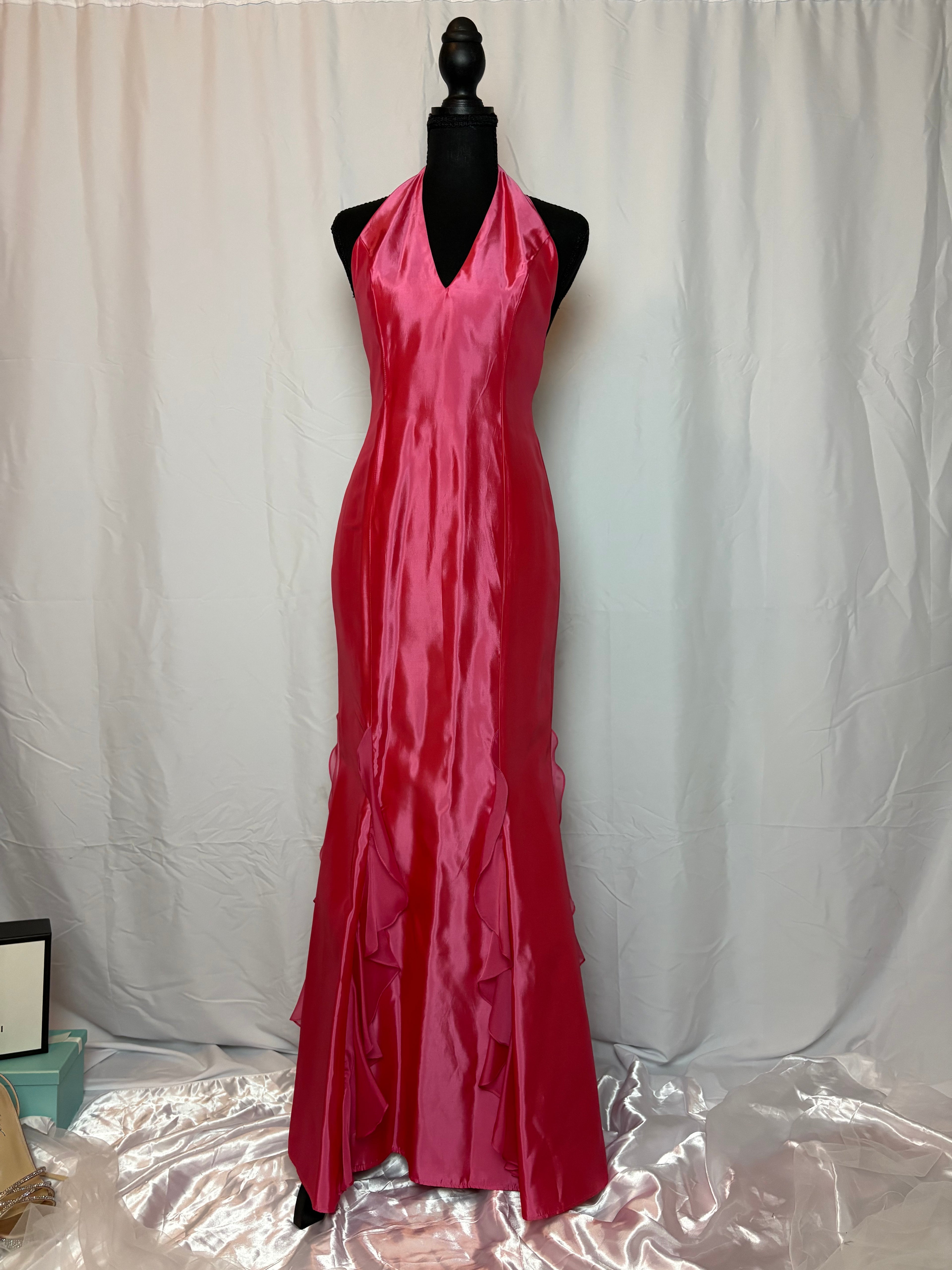 Pink Taffeta Halter Dress by Jessica McClintock- Size 4