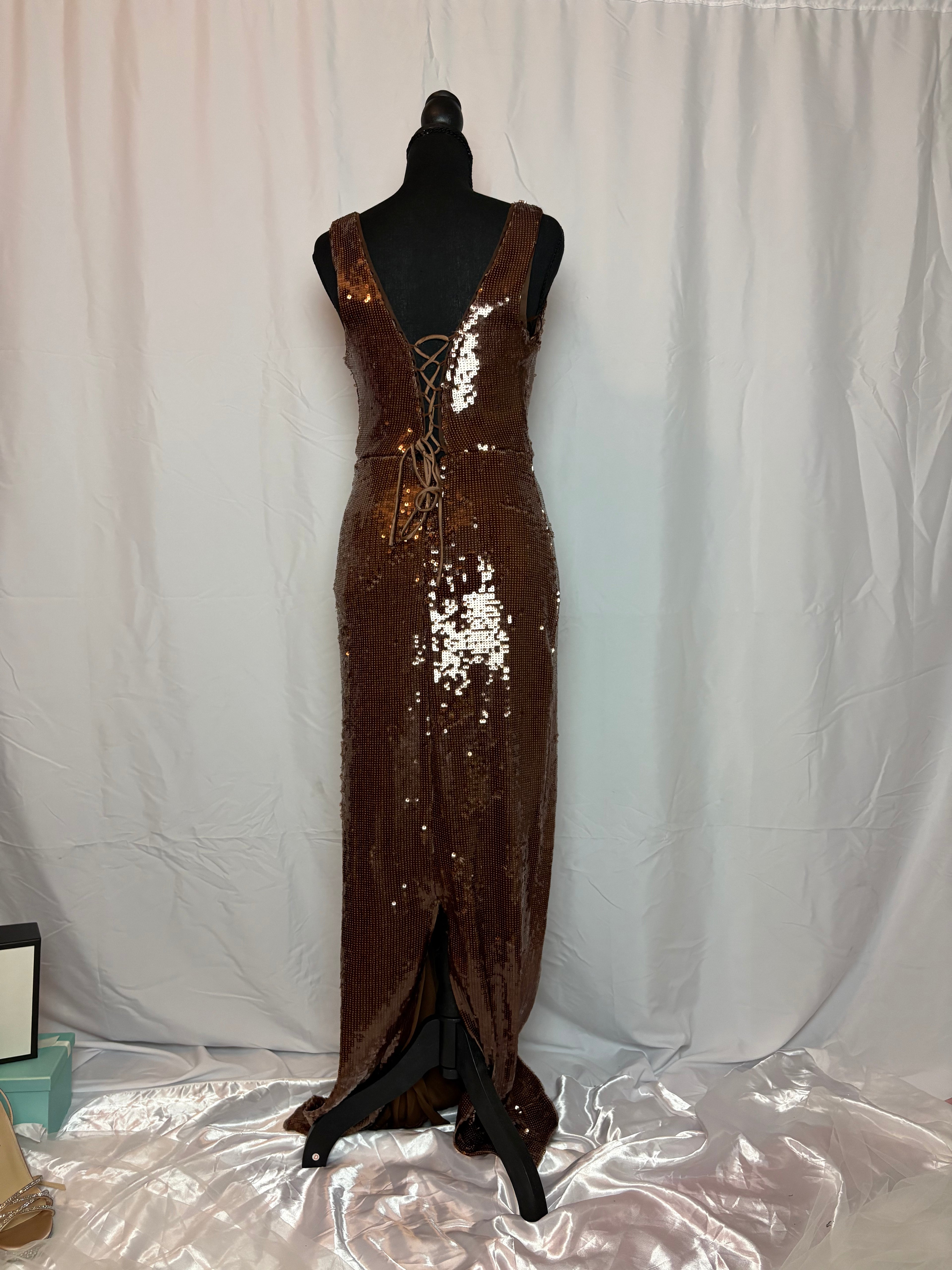 Brown Sequin Dress - Size M