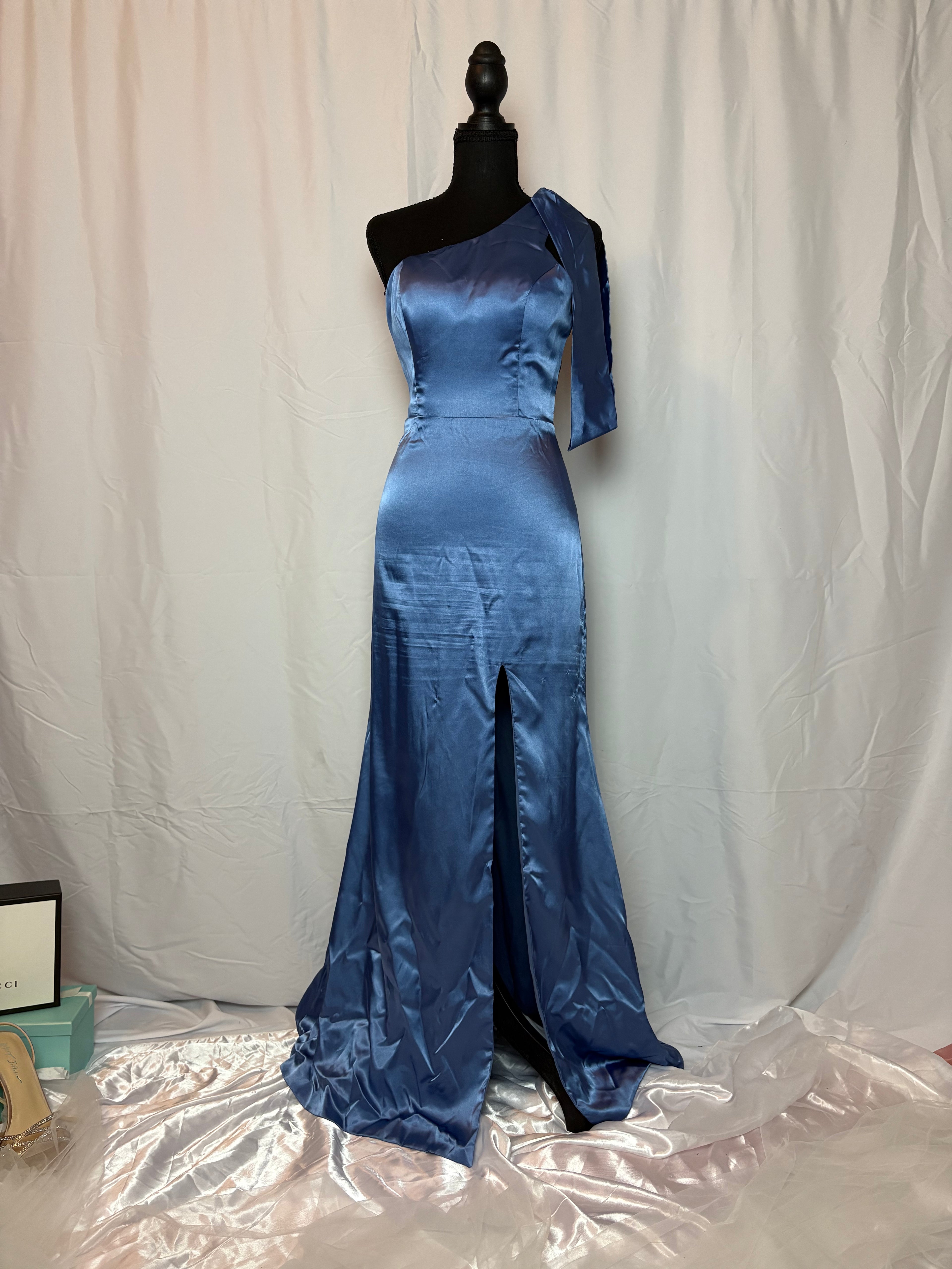 Blue Lace up Corset Back Dress - Size 4