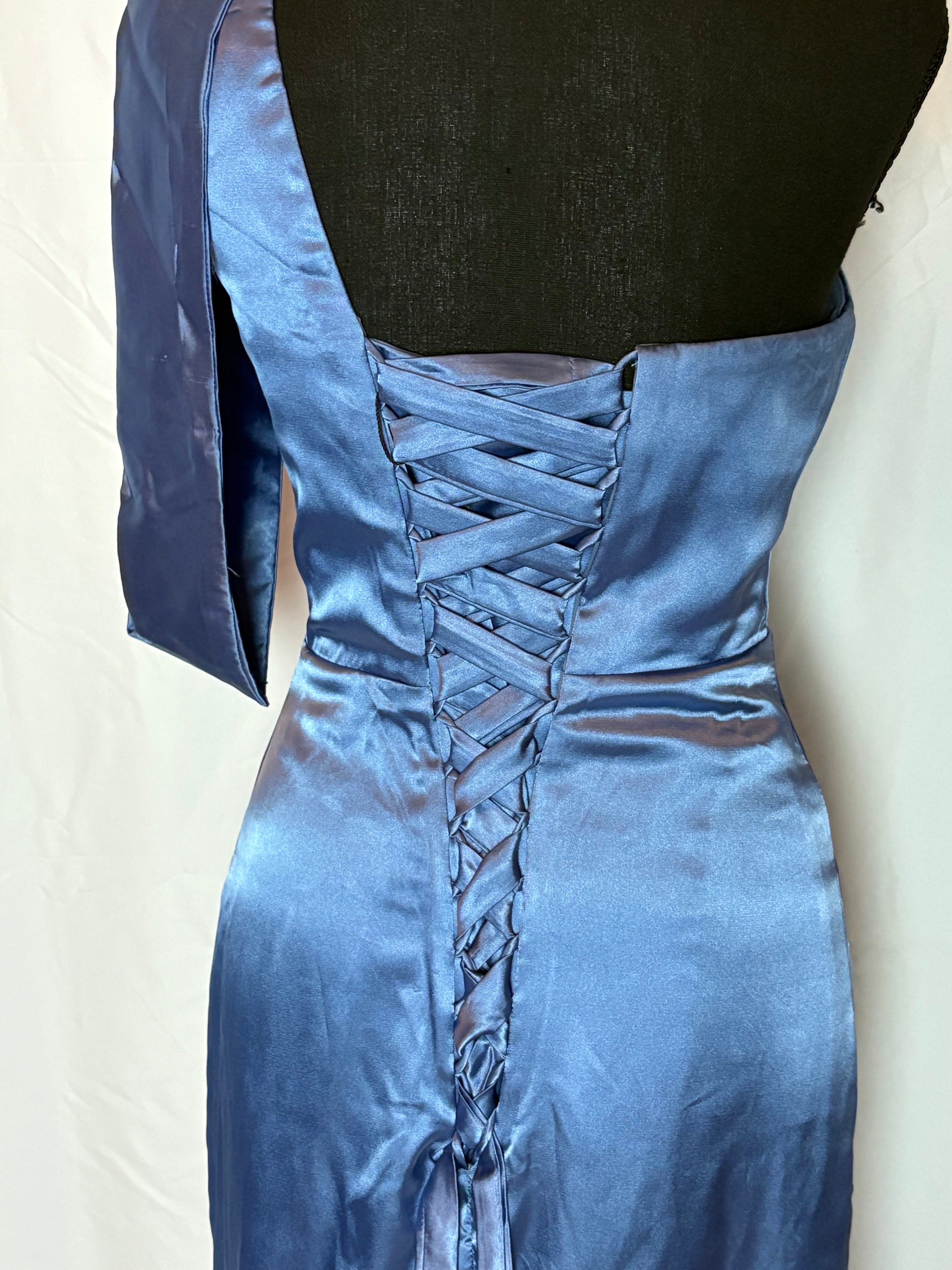 Blue Lace up Corset Back Dress - Size 4