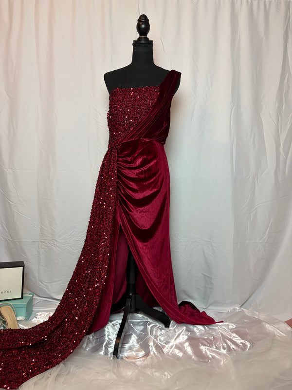 Magenta Long Drape Gown - Size L