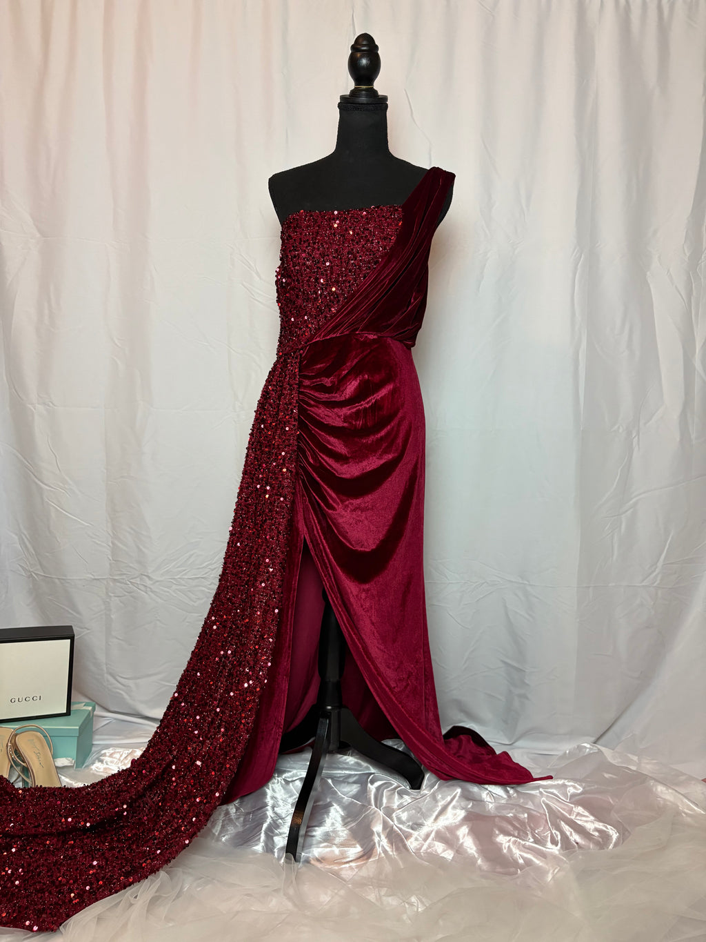 Magenta Long Drape Gown - Size L