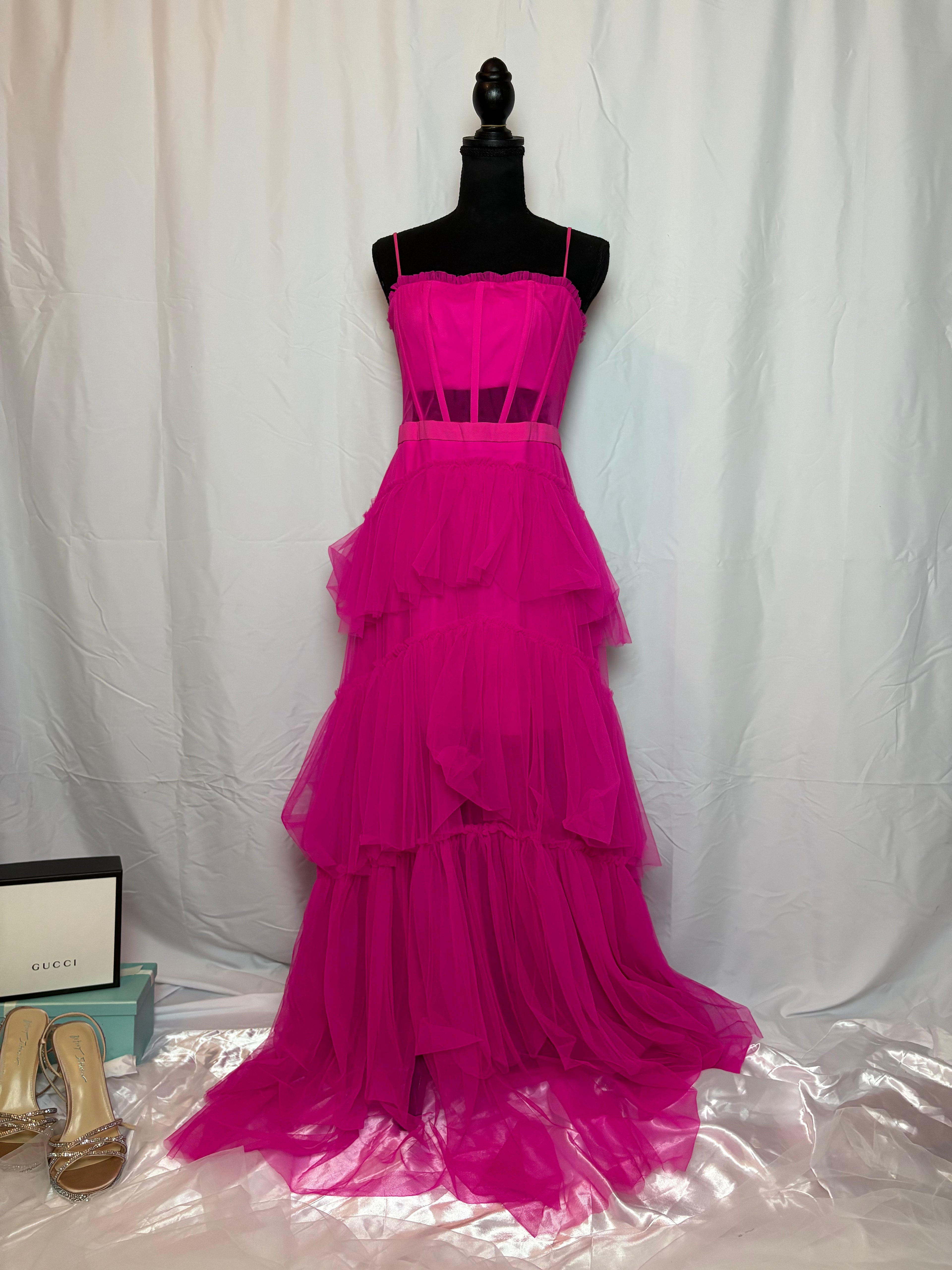 Pink Sheer Waist Gown by Next Up - Size 13/14