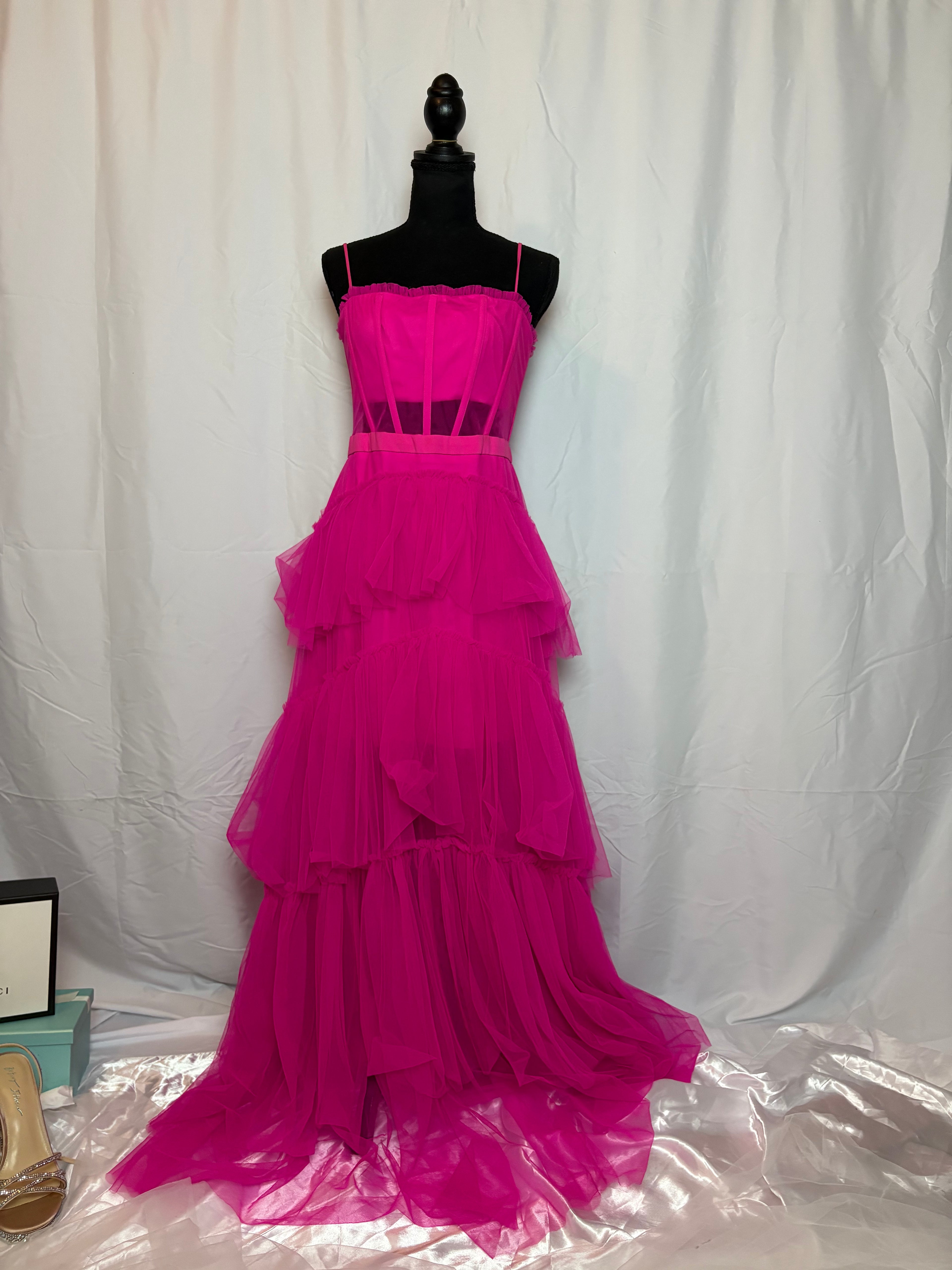 Pink Sheer Waist Gown by Next Up - Size 13/14