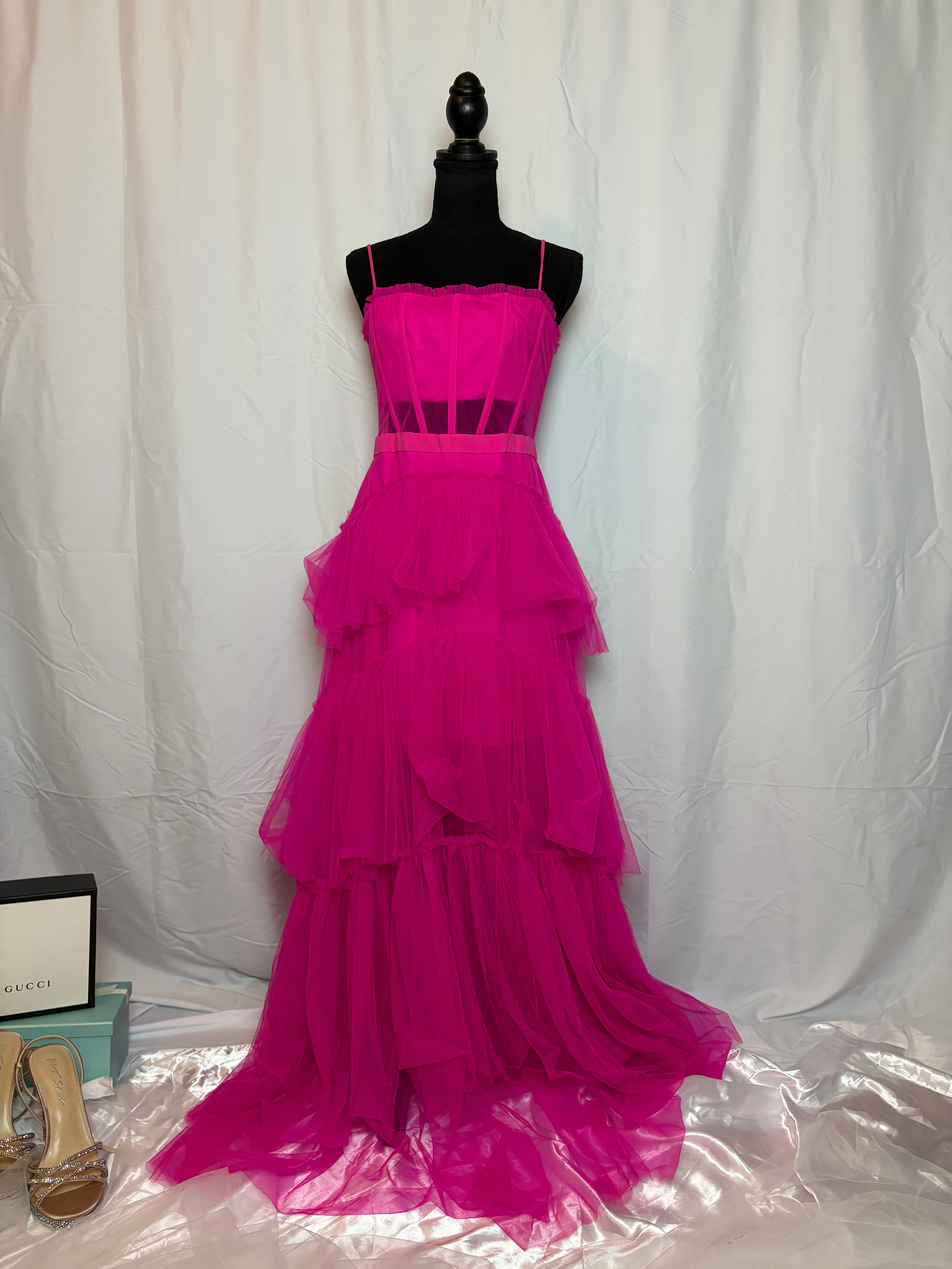 Pink Sheer Waist Gown by Next Up - Size 13/14