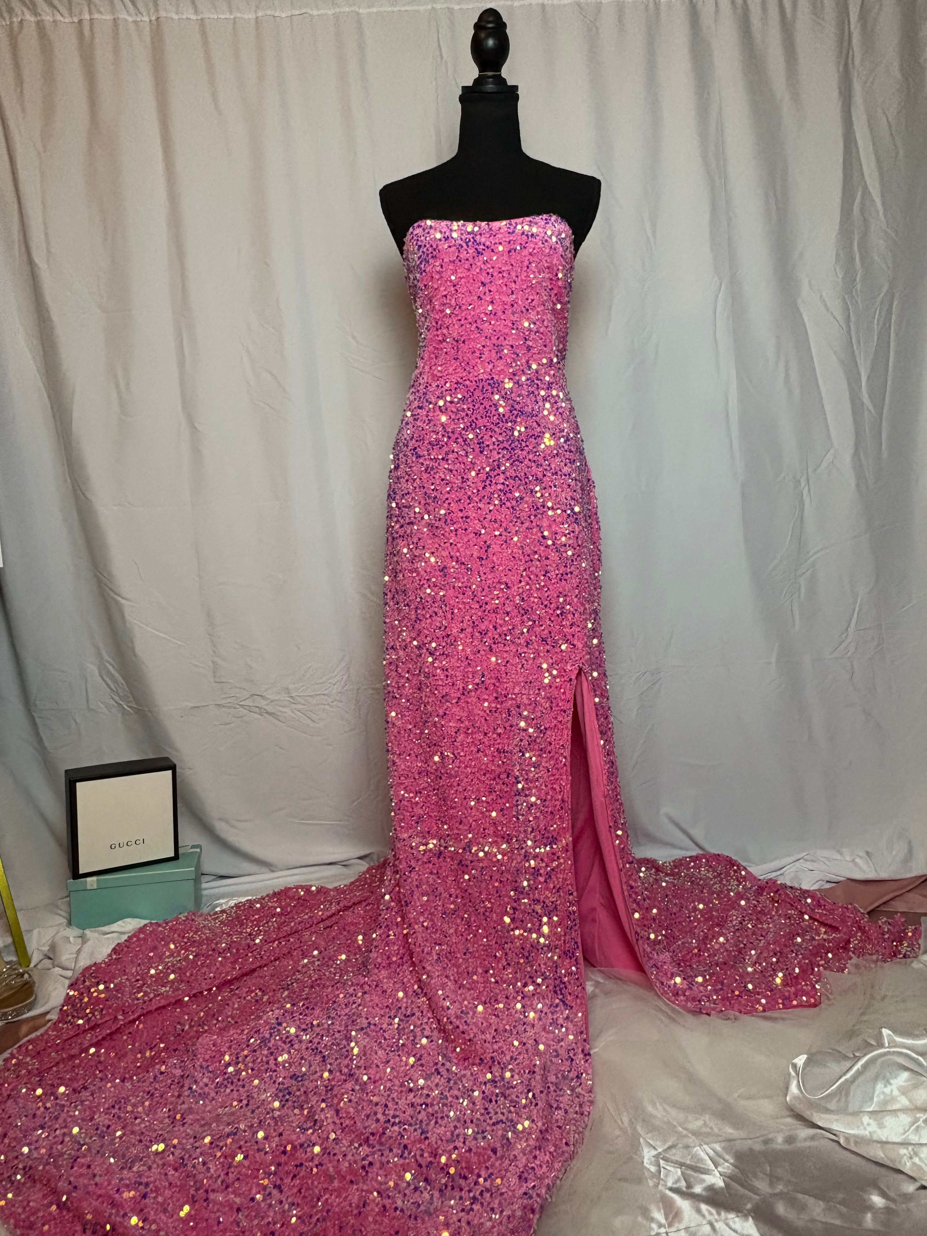 Hot Pink Sequin Ball Gown - Size 2x