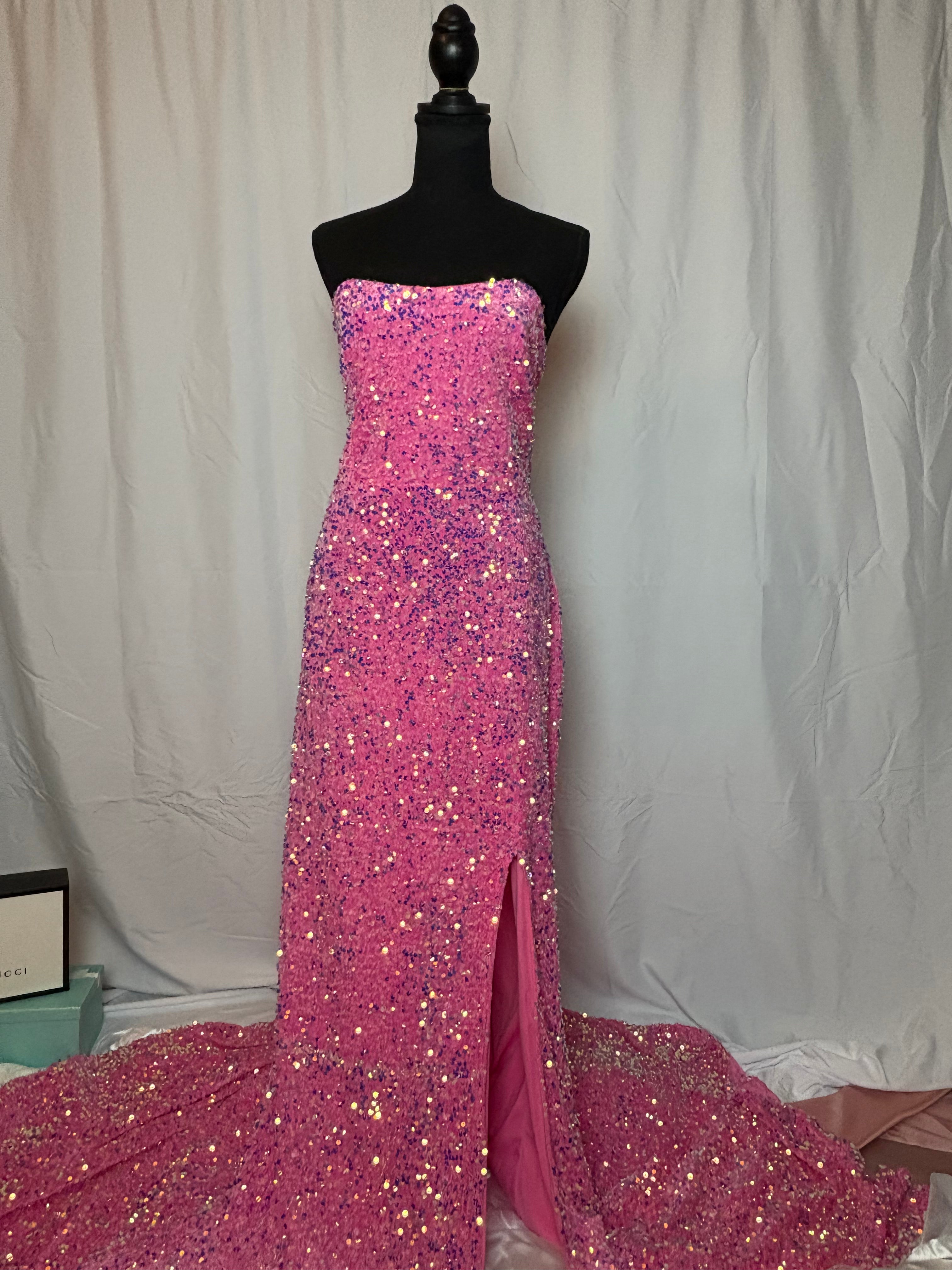 Hot Pink Sequin Ball Gown - Size 2x
