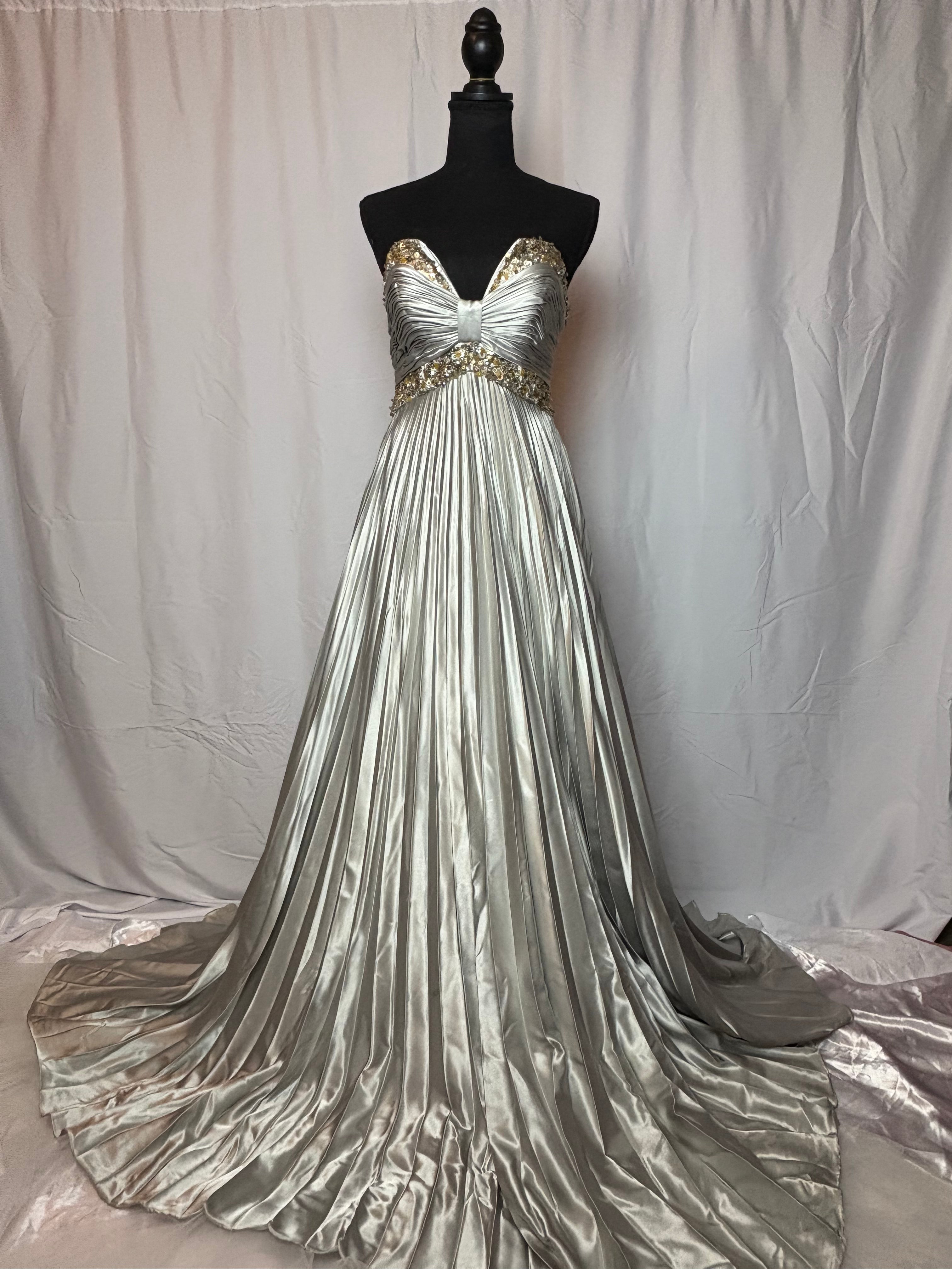 Silver Bodice Sequin Dress by Atelier Alice- Size 6