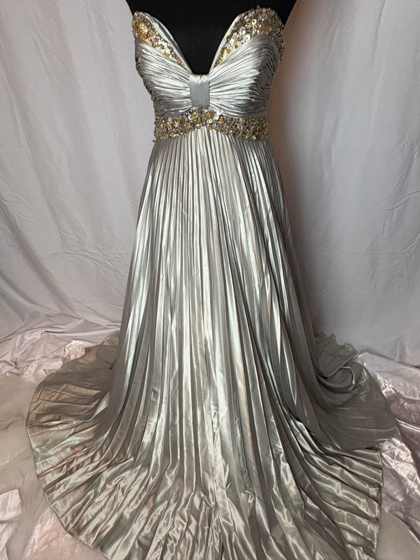 Silver Bodice Sequin Dress by Atelier Alice- Size 6
