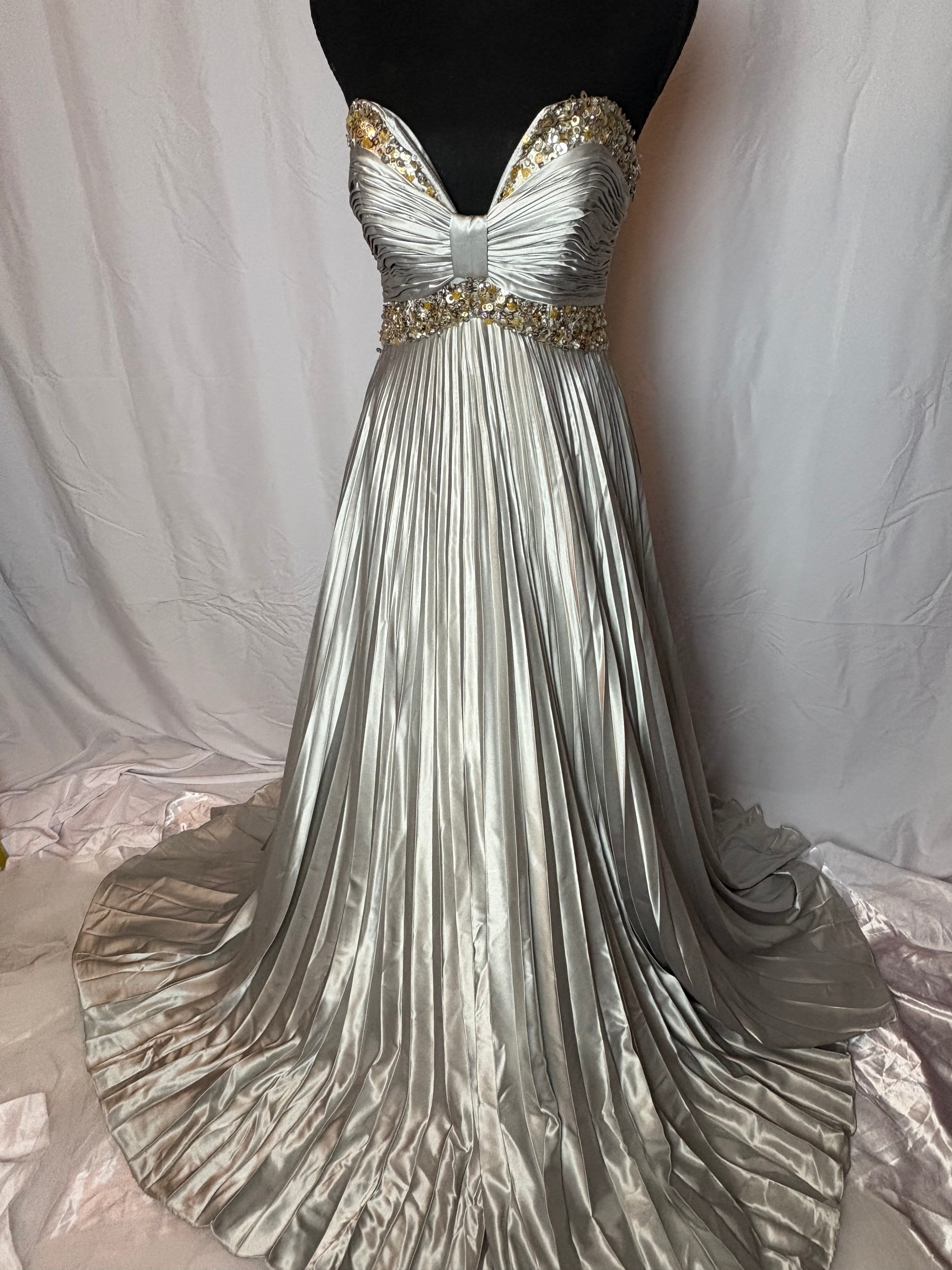 Silver Bodice Sequin Dress by Atelier Alice- Size 6