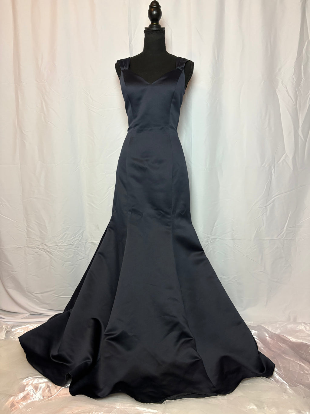 Dark Blue Satin Ball Gown - Size M